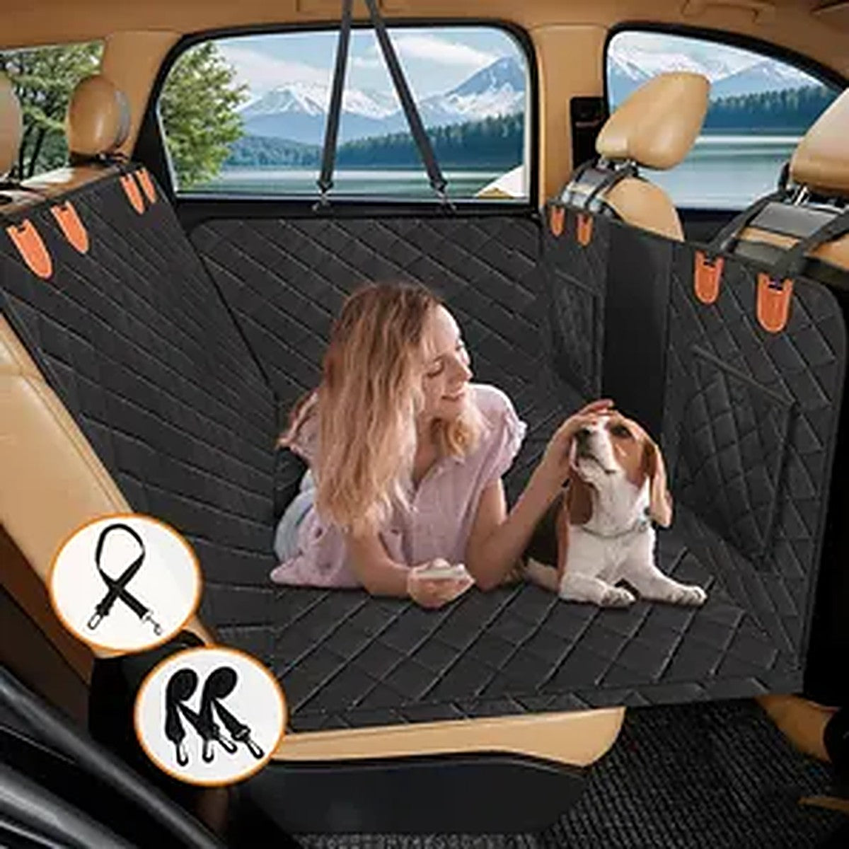 Road Guard Water-Resistant Dog Car Seat Cover – Back Seat Extender for Dogs