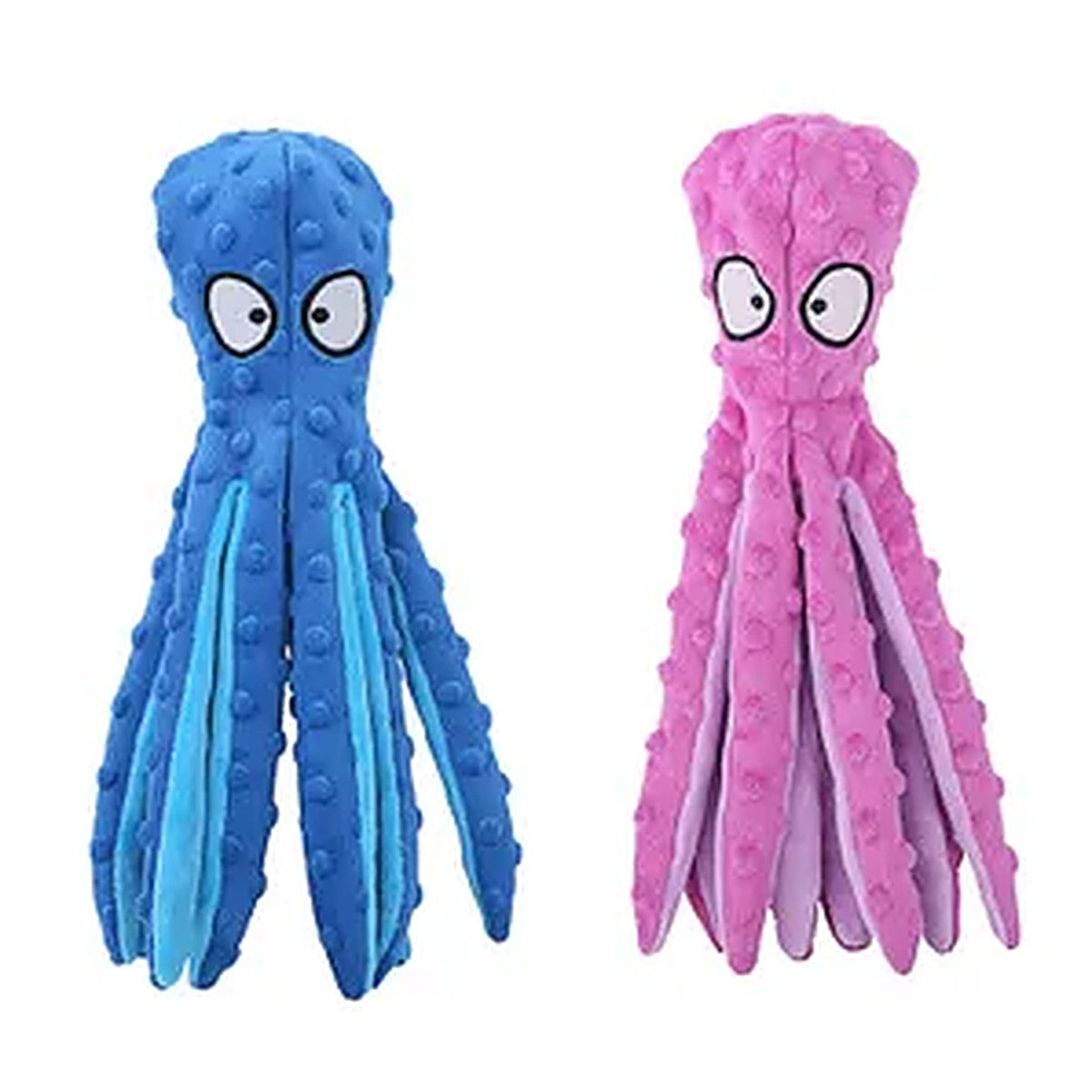 No-Stuffing Crinkle Plush Octopus Dog Toys (2 Pack) – Squeaky Teething Toys for Dogs