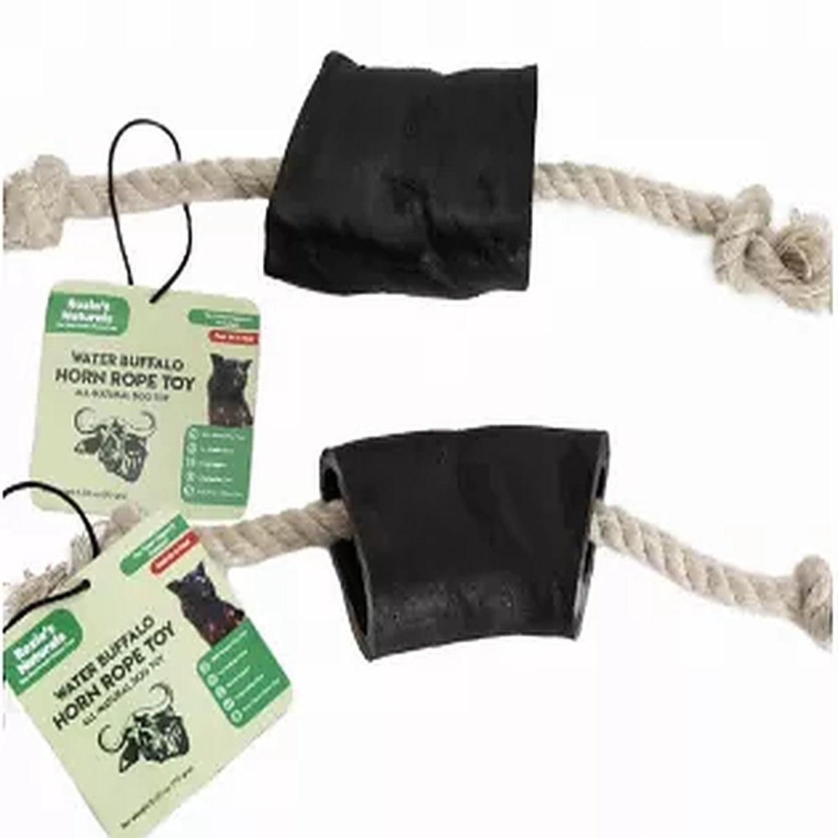 Water Buffalo Horn & Cotton Rope Tug Toy for Dogs – Natural 2-in-1 Chew & Tug (2 Count)